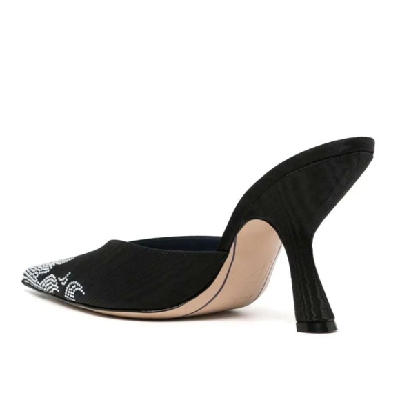 lIndaco Carmen 95mm Black Crystal-Embellished Mules Size 8 - Picture 2 of 11